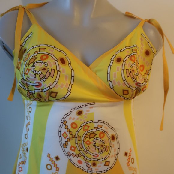 NWT Womens Jollia Summer in the City Dress Yellow White Sleeveless Sundress S * - Picture 4 of 16